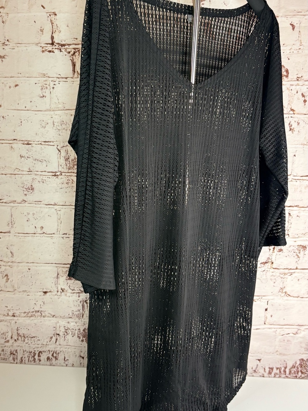 O'Neill Black Open-Weave Midi Cover-Up Dress
